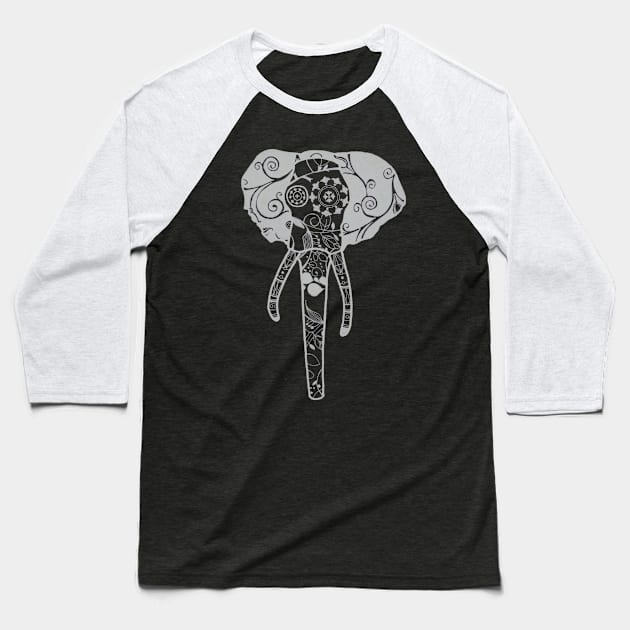 Sugar Skull Elephant Baseball T-Shirt by Bollocks